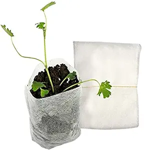 LaDeco 100pcs Plant Nursery Bags Seedling Grow Bags Biodegradable Non-Woven Fabric