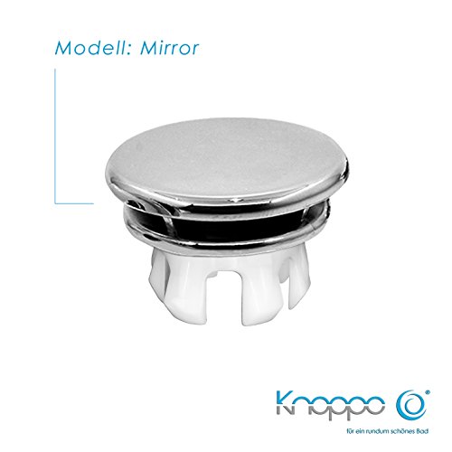 KNOPPO® Waschbecken Überlauf Abdeckung, Überlaufblende - Mirror (6 verschiedene Design-Modelle) chrom