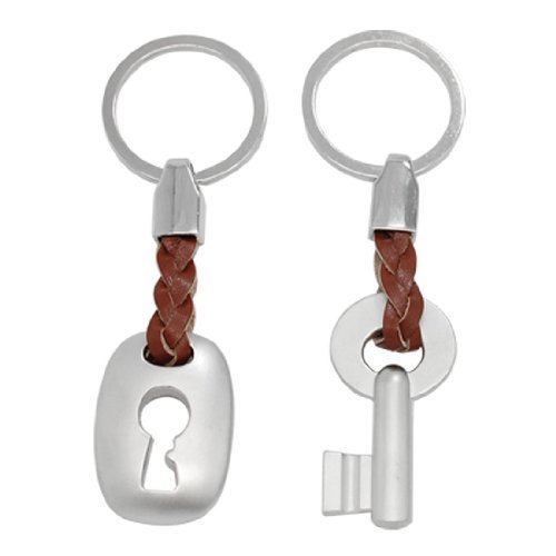 TOOGOO(R) Silber Ton Stilvoll Alloy Lock & Schluessel Paar-Schluesselring