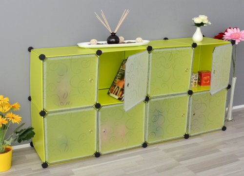 ts-ideen Regal Schrank Flur Diele Badregal Kleiderschrank Wandregal in Gelbgrün Steckregal Stecksystem Steckschrank plug-in - 8