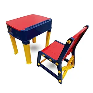 GKF Kids Plastic Table and Chair Set with Storage Drawer red and Blue Colour