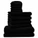 Produktbild Gallant 10 tlg Handtücher Set schwarz 4 Handtücher 50x100 cm 2 Duschtücher Badetücher 70x140 cm 4 Waschhandschuhe 100% Baumwolle Frottee Handtuch-Set schwarz anthrazit