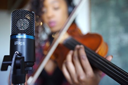 IK Multimedia iRig Mic Studio Microfono a condensatore con diaframma largo per Android, iPhone, iPad, Mac e PC, Nero