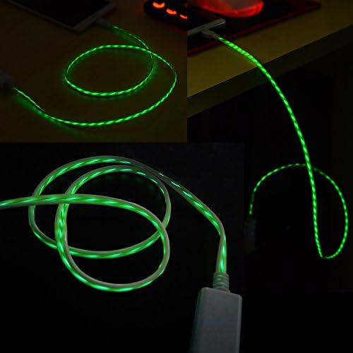 LED Light USB Cable Fast Sync Data Line Charger Cable for iPhone lightning Smartphones 2.8ft/85CM For iPhone 7 iPhone 7 Plus 6s,iPhone 6s Plus,iPhone 5,5C,5S,iPad Air,iPad mini,iPad mini 2,iPad 4,iPod Touch 5 (Green light)