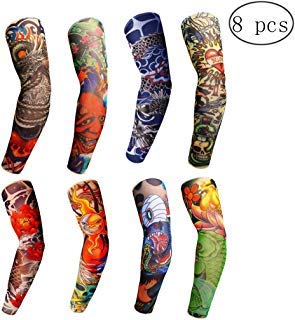 Lot de 8 manchons de tatouage temporaire pour homme et femme