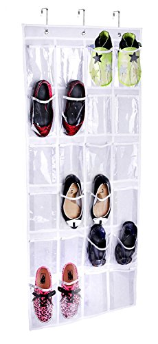 Preisvergleich Produktbild Joyoldelf hängeaufbewahrung Organizer über der Tür für Schuhe, Aufbewahrungstasche hängeaufbewahrung 24 Tasche Ordnungssystem, weiß
