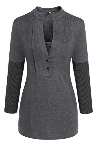 Zeagoo Women's Casual High Waist Gathered Loop Nursing Top Long Sleeves Dress