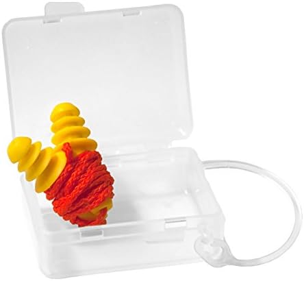 Viwanda Reusable Yellow Ear Plugs with Cord and Plastic Box SNR: 28dB, NRR: 27dB CE EN352-2, ANSI S3.19