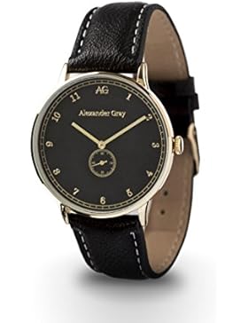 ALEXANDER GRAY Uhr LONDON – Vergoldete Armbanduhr mit edlem weichen Lederarmband und ultradünnem Gehäuse – zeitloses...
