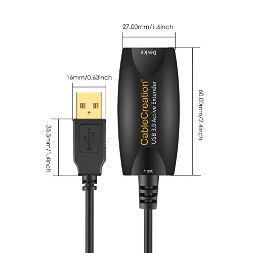 Gold (lang 16 FT) Super Speed USB 3.0 aktives Verlängerungskabel, USB 3.0 Extender USB-A-Stecker auf A-Buchse-Kabel, 5 Meter, schwarz - 6