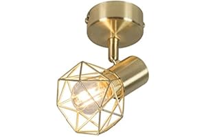 QAZQA - Modern Art Deco Wand Spot I Spotlight I Deckenspot I Deckenstrahler I Strahler I Lampe I Leuchte Gold I Messing drehbar und neigbar - Mosh 1 I Wohnzimmer I Schlafzimmer - Stahl Rund - LED geei