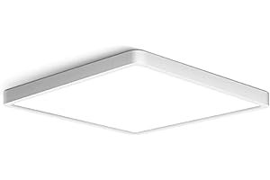 COOLLE Ceiling Light LED Dimmable Flush Mount Flat RGB Smart Alexa Google Home WiFi with Remote Control for Living Room Bedroom Dinning Kitchen Hallway Bathroom Square 12Inch 24W White