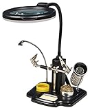 Dos esponjas Tercera Mano con lupa McPower LED, soldador Soporte, 3 aumentos