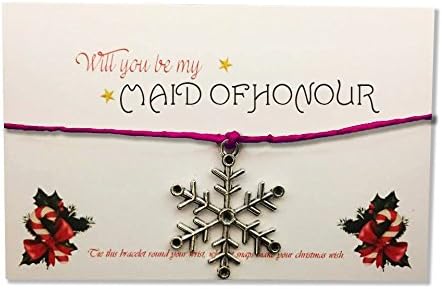 Christmas Wish Bracelets: Maid of Honour: Purple Twine: Snowflake Charm