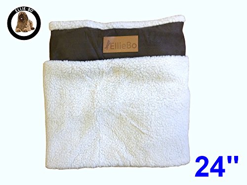Ellie-Bo-Replacement-Dog-Bed-Cover-with-Faux-Suede-and-Sheepskin-Topping-56-x-41-cm-Small-Brown