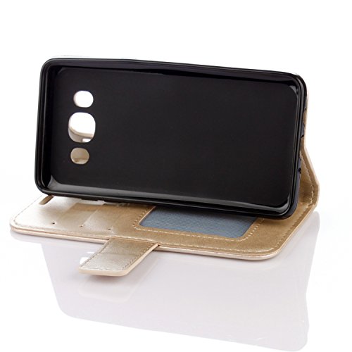Für Samsung Galaxy J5 2016 Hülle Golden,Cozy Hut Datura Blumen Flip Case Wallet Cover mit Strap Tasche PU Leder Handytasche Lanyard Handyhülle Schutz Hüllen im Bookstyle Ledertasche mit Stand Funktion Kartenfächer Magnetverschluss Magnet Etui Schale Schutzhüllen für Samsung Galaxy J5 2016 / SM-J510 5,2 Zoll – golden - 5