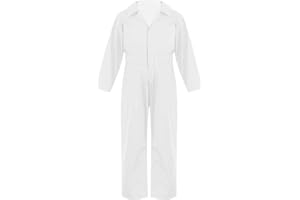 inhzoy Garçons Filles Combinaison Salopette de Travail Loisir Zippé/Bouton Vêtement de Travail Bodysuit de Sécurité pour Enfants Combinaison de Chaudière 6-16 Ans