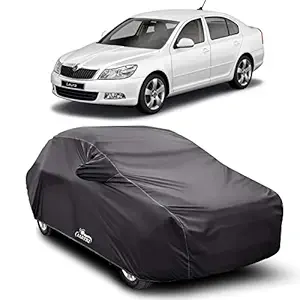 Xguard UV Rays Reflective, Scratch and Water Resistant Pure Polyester Skoda Laura Car Body Cover with Mirror Pocket (Grey).