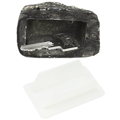 COM-FOUR® 2x Schlüsselstein, Versteck für Schlüssel in Steinoptik für bis zu 3 Schlüssel je Stein (2 Stück) - 4