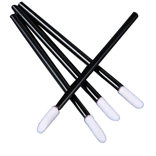 Zolimx 50pcs Einweg MakeUp Lippen Pinsel Lippenstift Gloss Stab Applikatoren Make Up Tool (Schwarz) - 2