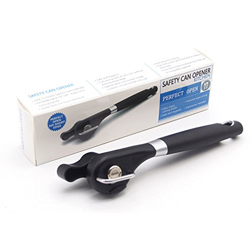 Philonext Dosenöffner, Good Grips Gerundete Ecke Dosenöffner, Restaurant Handbuch Dosenöffner Einmachglas, Edelstahl Ergonomische Anti Slip Dosenöffner, Schwarz  - 7