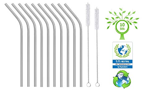 M Pailles réutilisables en Acier Inoxydable Durable, respectueux de l'environnement, réutilisables, sans Plastique, 10 gebogen