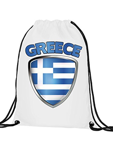 Griechenland Greece Fan Artikel 3333 Fuss Ball Turn Sport Beutel Unisex EM 2020 WM 2022 Trikot Look Flagge Fahne Kinder Kids Junge Mädchen Weiss