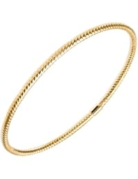 Revoni – 9 ct oro Amarillo, diamante, con textura brazalete de 6,7 cm de diámetro