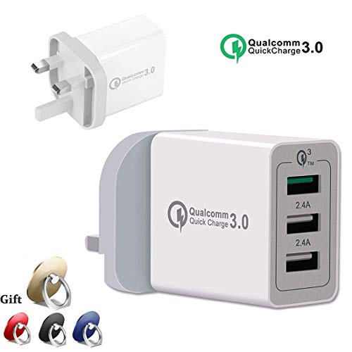 LOVETEA, Caricabatterie da Viaggio Universale Internazionale con Presa USB, Quick Charge 3.0, 6 A/30 W, 3 Porte adattatori di Alimentazione con Spina Pieghevole