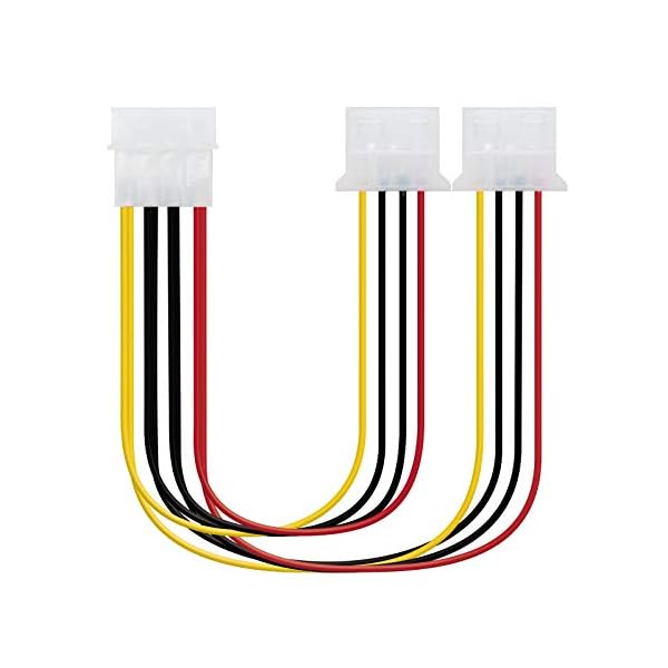 NANOCABLE 10.19.0401 - Cable Alimentación 2xMOLEX Macho a 1xMOLEX Hembra, 4pin/M-2xMOLEX 4pin/H, 20cm, Multicolor