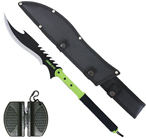 Preisvergleich Produktbild SET: Commando Machete Buschmesser Axt Beil ZOMBIE DEAD 83962 + G8DS® Messerschärfer