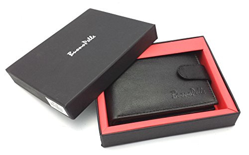 Designer BUONO PELLE Real Leather Mens Wallet Credit Carder Holder Bifold Purse With Gift Box