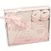 Really Cute 4 Piece Set By BeeBo Comprising Of Booties, Hat, Bodysuit And Photo Album Presented In Gift Box - Pink 0-3 Mths