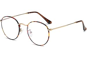 LNTICB® Blaulichtfilter Brille Damen Herren Computerbrille Gaming Blaulichtbrille Unisex Austauschbare Linse Ohne Stärke Retro Rund Superleichte Metallrahmen Anti Müdigkeit