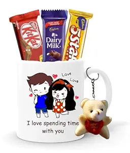 The Gift Basket||Valentine Day Special Combo-Ceramic Mug,Chocolate,Teddy Bear|All Occasion gift for Boyfriend, Girlfriend, Husband, Wife,GF,BF-50