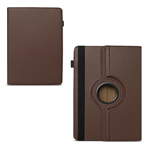 Vodafone Tab Prime 6 / 7 robuste Tablet-Schutz-Hülle aus hochwertigem Kunstleder Tasche mit Standfunktion 360° drehbar Universal-Cover-Case kombiniert Schutz und Design von UC-Express®, Farben:Braun - 6