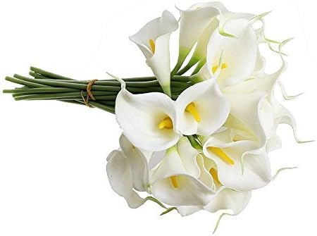 Sonline Calla Lily Bridal Wedding Bouquet 10 head Latex Real Touch KC51 White