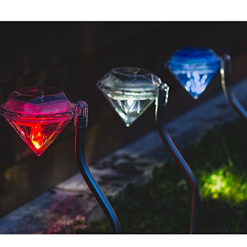 Babz 4 x Solar-Edelstahl-Stab-Licht, Farbwechsel-LED - 3