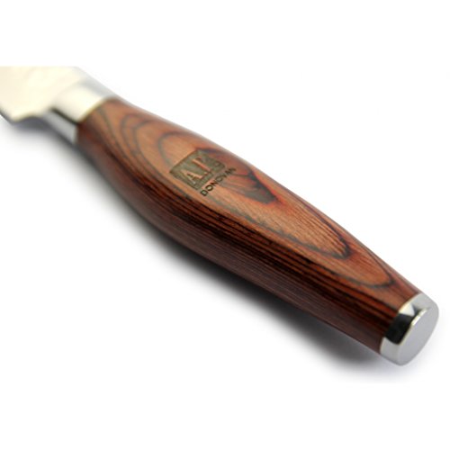 A.P. Donovan – Damast-Messer Küchenmesser Damastener Stahl Obstmesser Gemüsemesser Schälmesser Kochmesser 9cm – Pakkaholz - 7