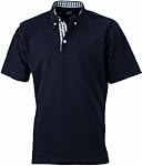 James & Nicholson Poloshirt Men's Plain - Polo Homme, Noir (black/black-white) - Large (Taille fabricant: Large)