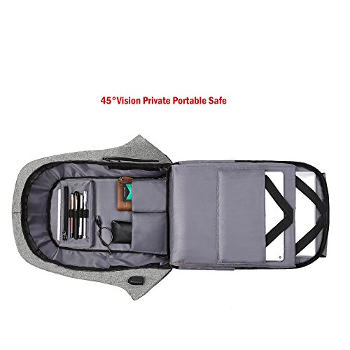 BISON DENIM Laptoprucksack Business Gesch  ft Rucksack mit USB Lade Port wasserdichte durable Polyester Notebook Rucks  cke f  r M  nner und Frauen Ar