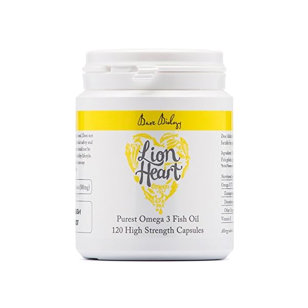 Bare Biology Lion Heart Omega 3 Fish Oil Mini Capsules - Optimum Support for Heart, Brain & Eyes - Perfect For 12 Years Up - Super Strength / Made from Sustainably Caught Fish (120 Capsules)