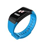 XiYunHan Smart Armband Blutdruck Uhr Herzfrequenz Sauerstoff Sport Schrittzähler Gesundheit Geburtstagsgeschenk Fitness (Schwarz, Rot, Blau) F1 Farbdisplay (Color : Blue)