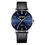 IG Invictus Luxuxquarz Sport Militär Edelstahl Dial Lederarmband Armbanduhr DENGQIN 815 Gürteluhr Schwarz Blaue oberfläche an der Uhr