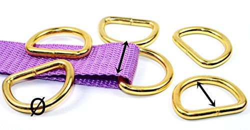 D-Ringe-Halbringe, 10 Stück 25x18x4mm Farbe: gold, für 25mm Gurt/Band geeignet. - 2
