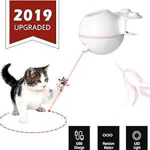 WLMall Juguetes para Gatos, 2 en 1 Juguetes Plumas Interactivos y LED Luz Giratorios Automáticos (Recargable USB), Gatos estimulantes Instinto de Caza/Proporciona Entretenimiento (Rosa)