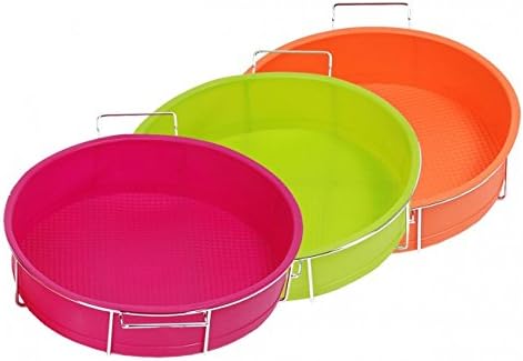 Silicone Baking Mould with metal frame - diameter 25 cm - different colours - bakeware - colour: pink