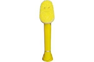 Scrub Daddy Dish Daddy - Brosse Vaisselle avec Reservoir, Éponge de Nettoyage Grattante FlexTexture, Manche Intégré avec Distributeur Liquide Vaisselle, Brosse Eponge et Stand de Support - Jaune