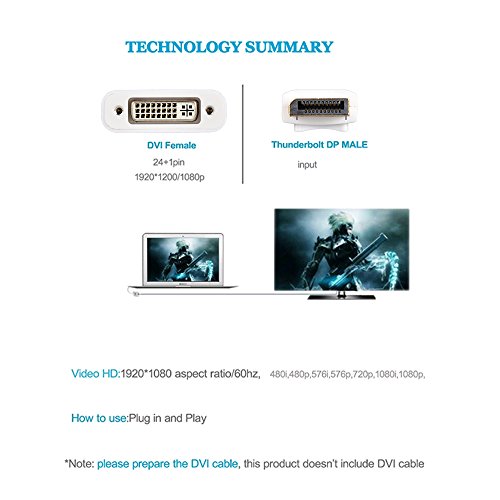 ELUTENG DP auf DVI Adapter Full HD 1080P DisplayPort DVI-I Kabel Stecker zu Buchse DP DVI Konverter an HDTV, Monitor, oder Projektor für Lenovo, Dell, HP usw - 5