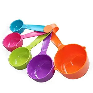 RYPET Pet Food Scoop Set of 5 - Measuring Cups and Spoons Set Plastic for Dog, Cat and Bird Food (Random Color)